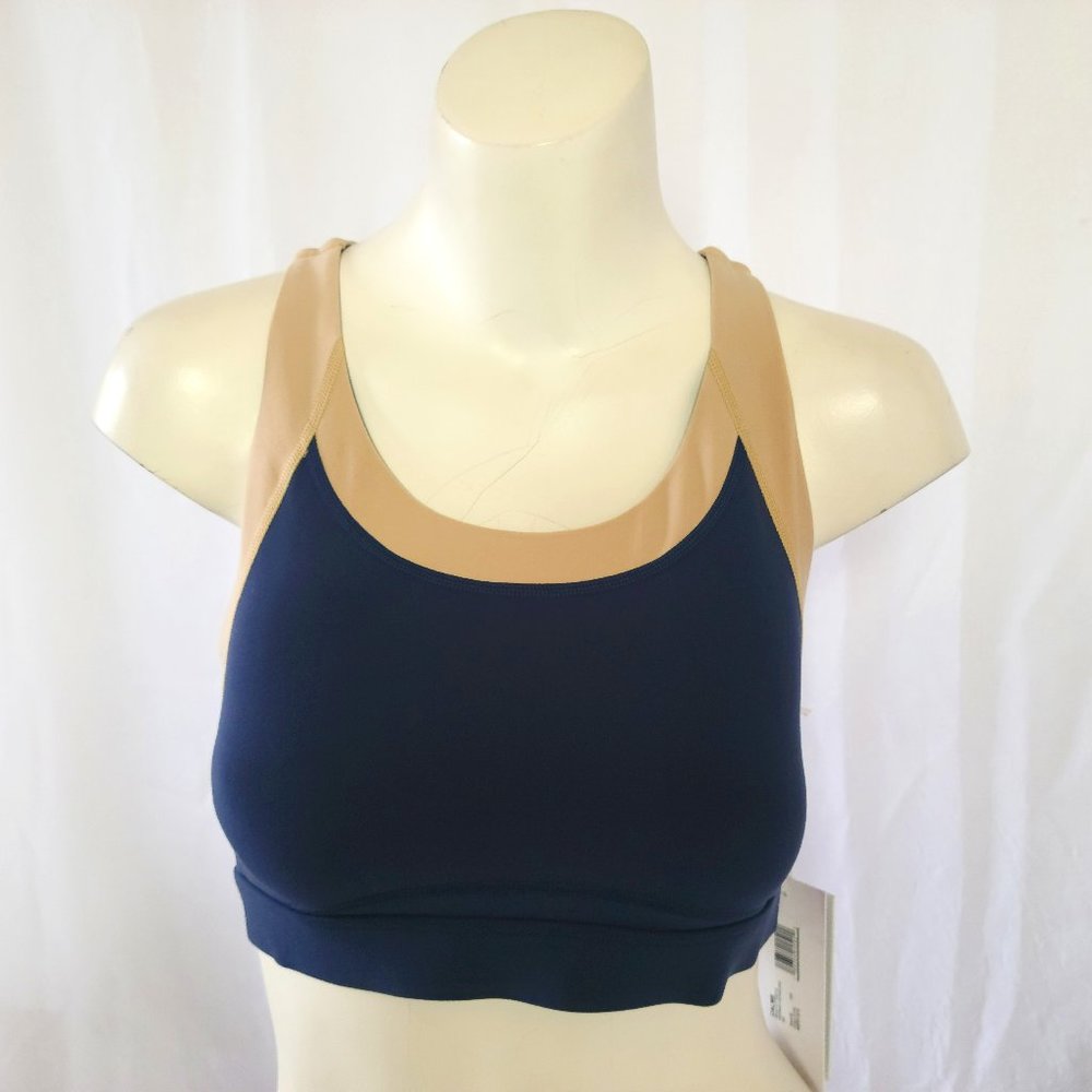 Johnny Was Calme Blue and Tan Endurance Color Blocked Sports Bra Size Medium